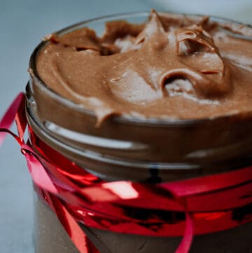 creamy chestnutella (chestnut chocolate spread) in a jar