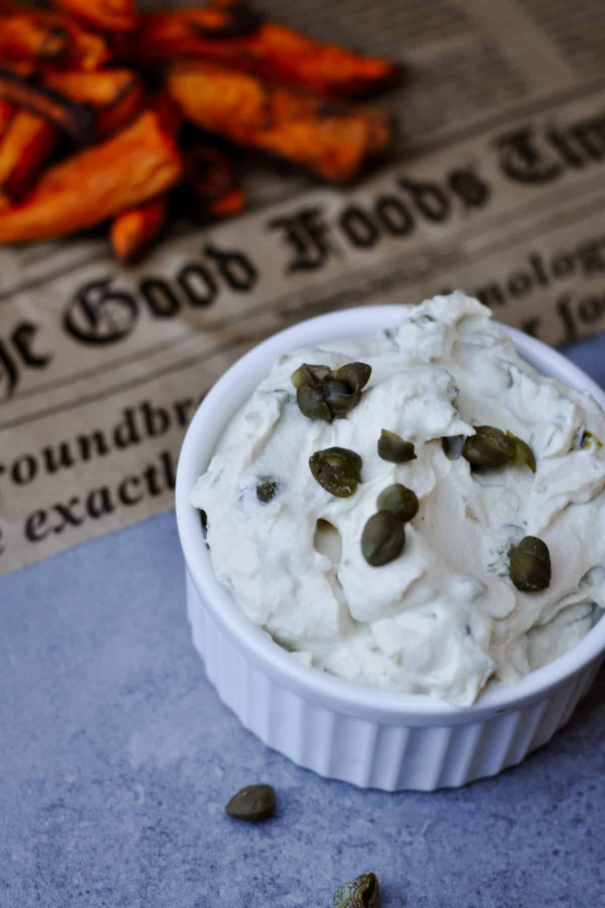 High-protein, low-calorie vegan Tartar sauce with Tofu and Capers