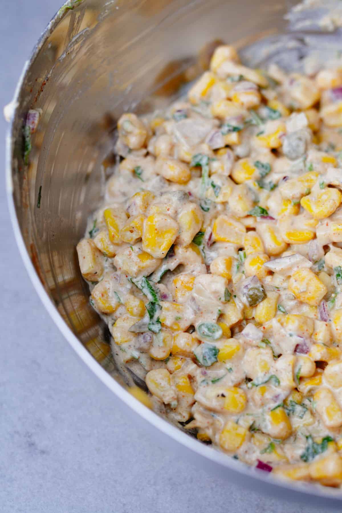 mexican corn elote salad in a bowl