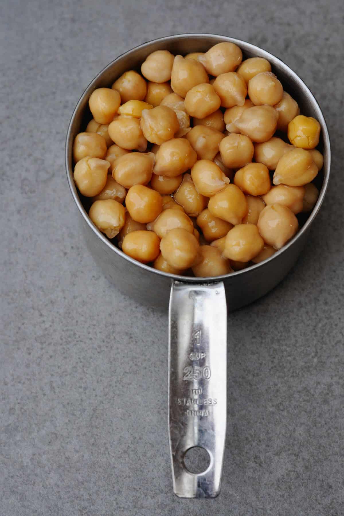 Cooked chickpeas in a cup