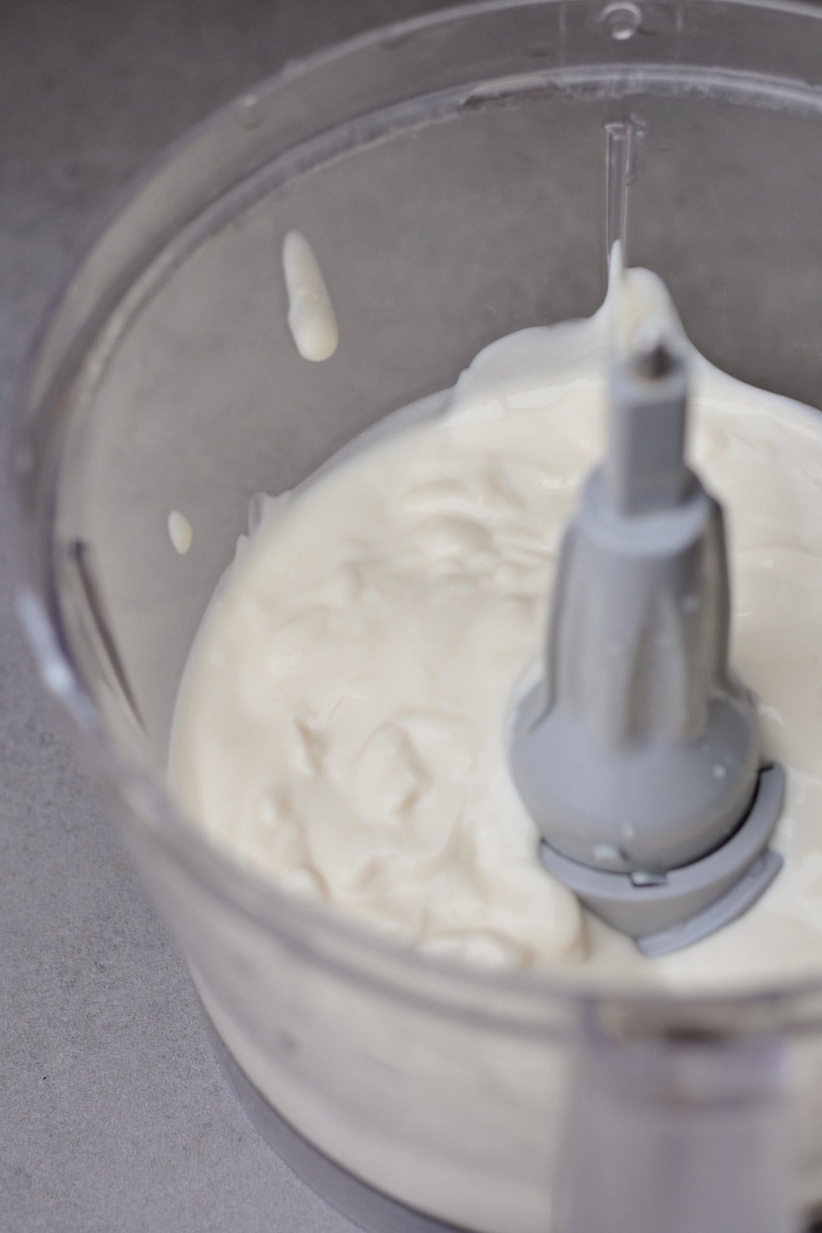 vegan soy yogurt in a food processor