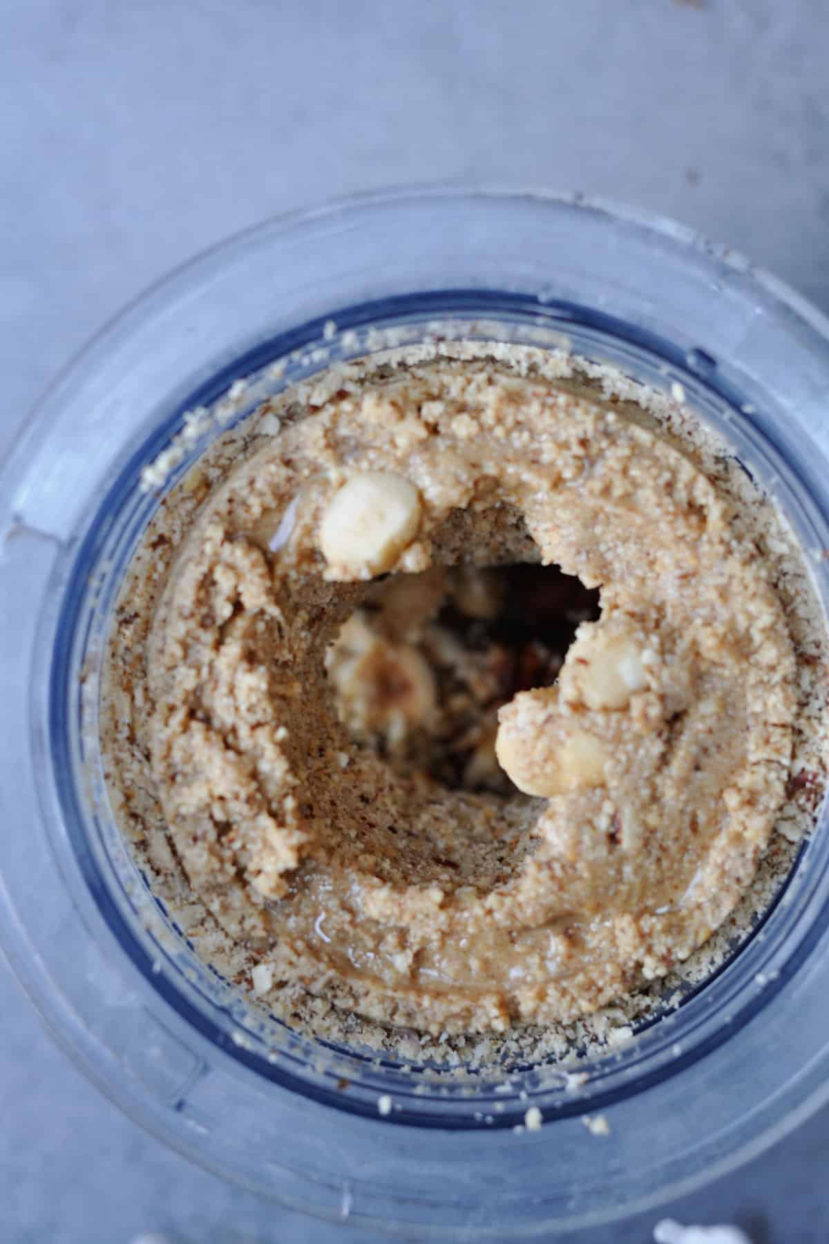 making hazelnut butter in a small food processor