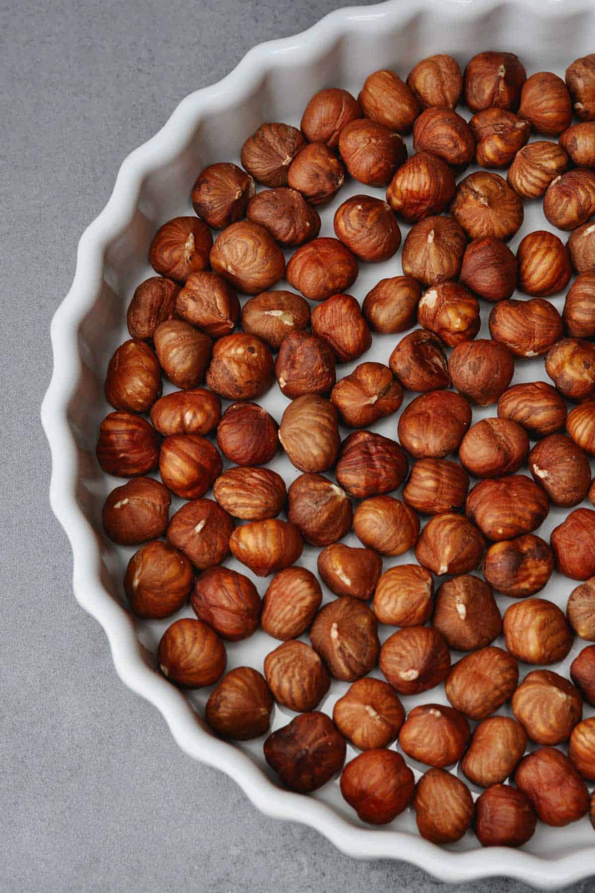 nocciola in a white baking tray