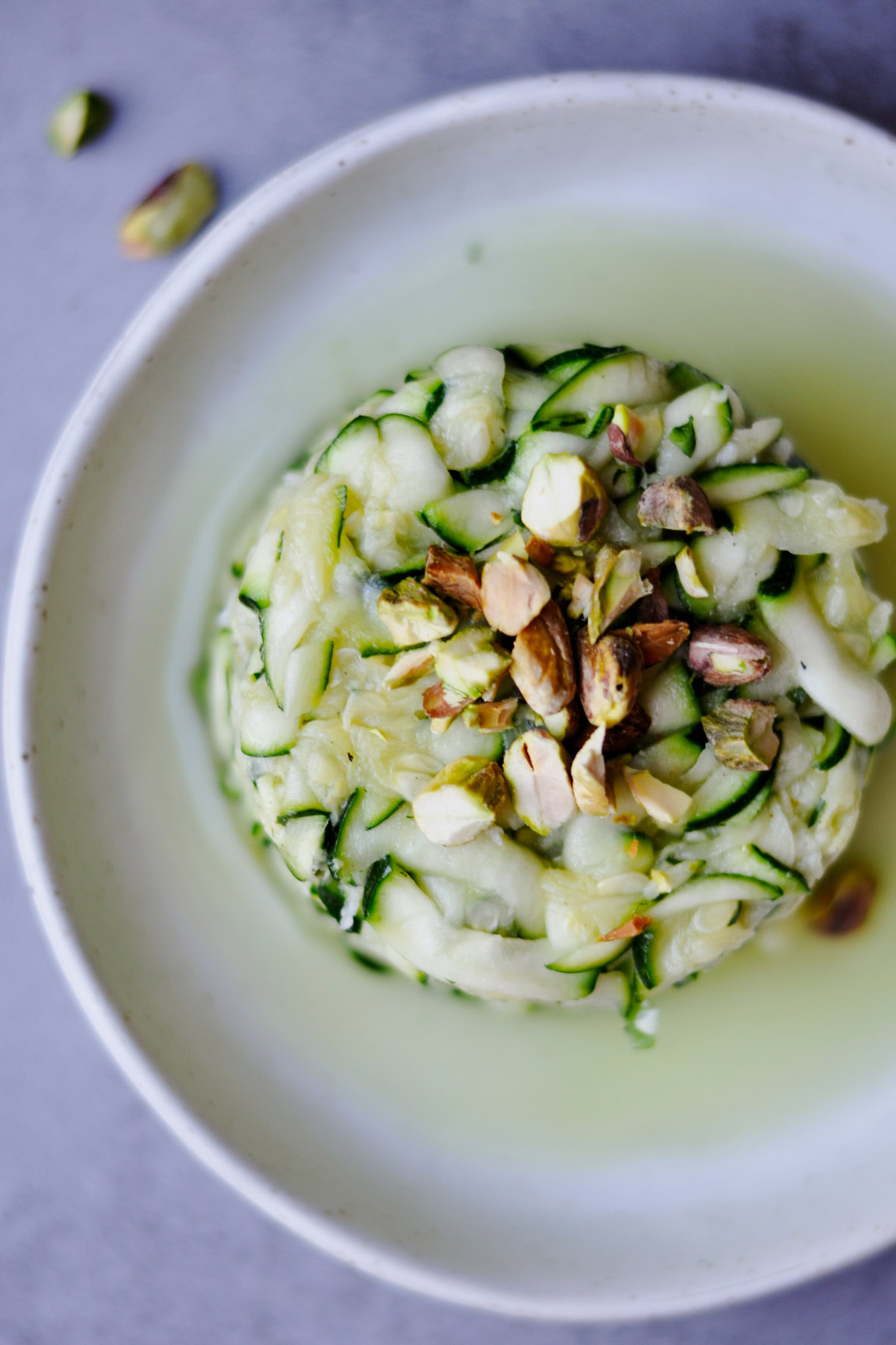 vegan ceviche made with zucchini on a plate