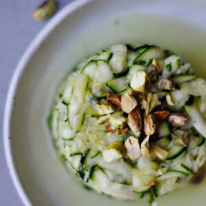 vegan ceviche made with Zucchini on a plate