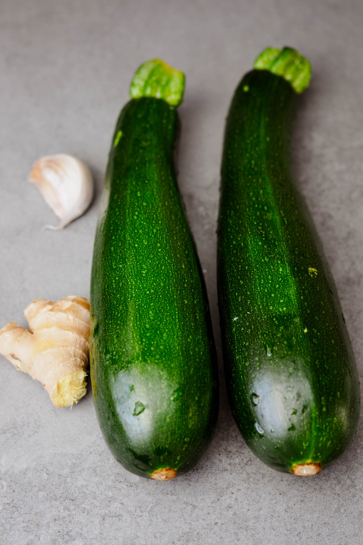 zucchini ginger and garlic on a table