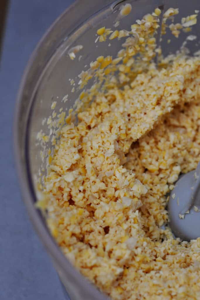 soaked ground chickpeas in a food processor