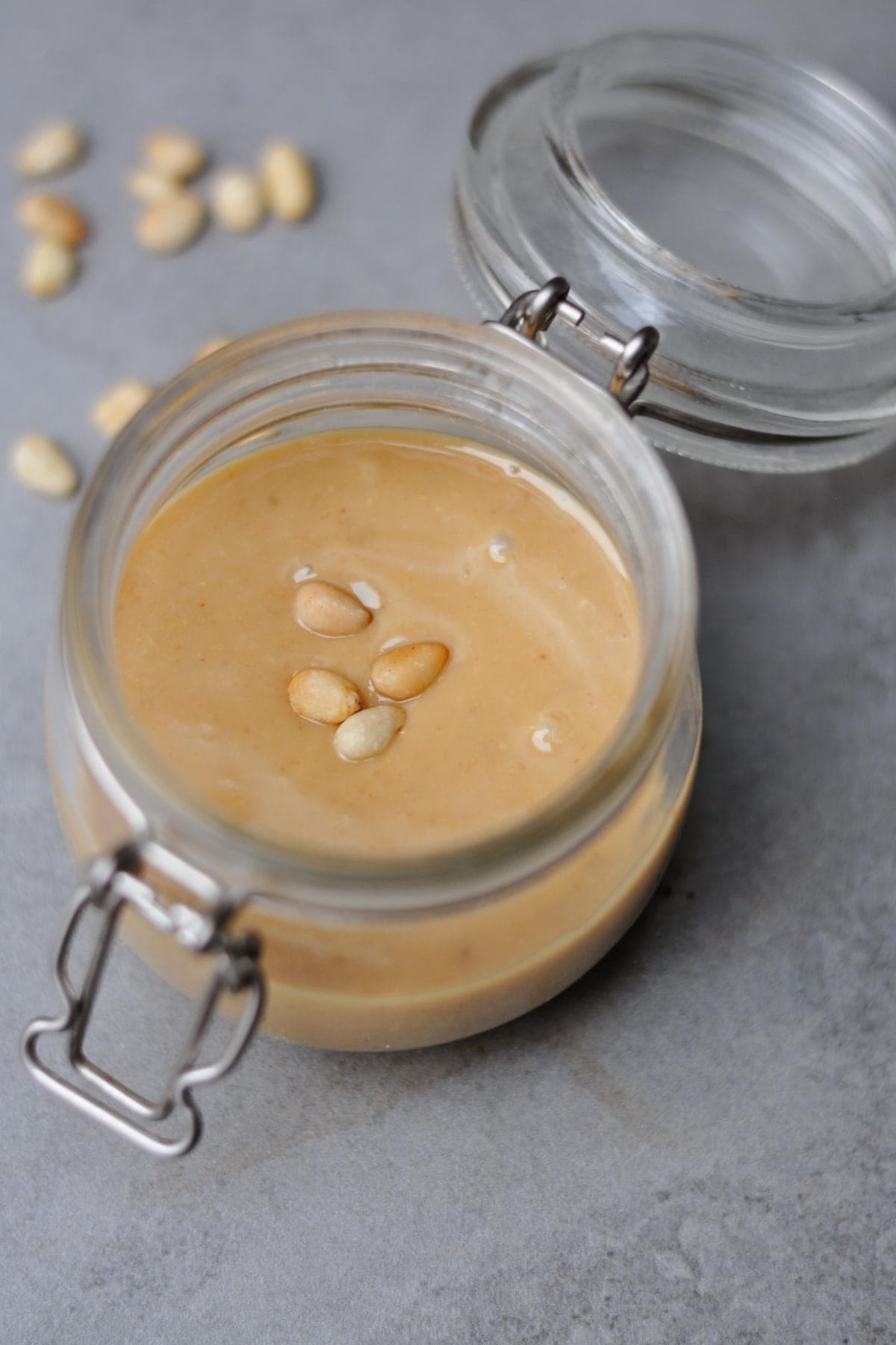 roasted pine nuts butter recipe in a small jar.